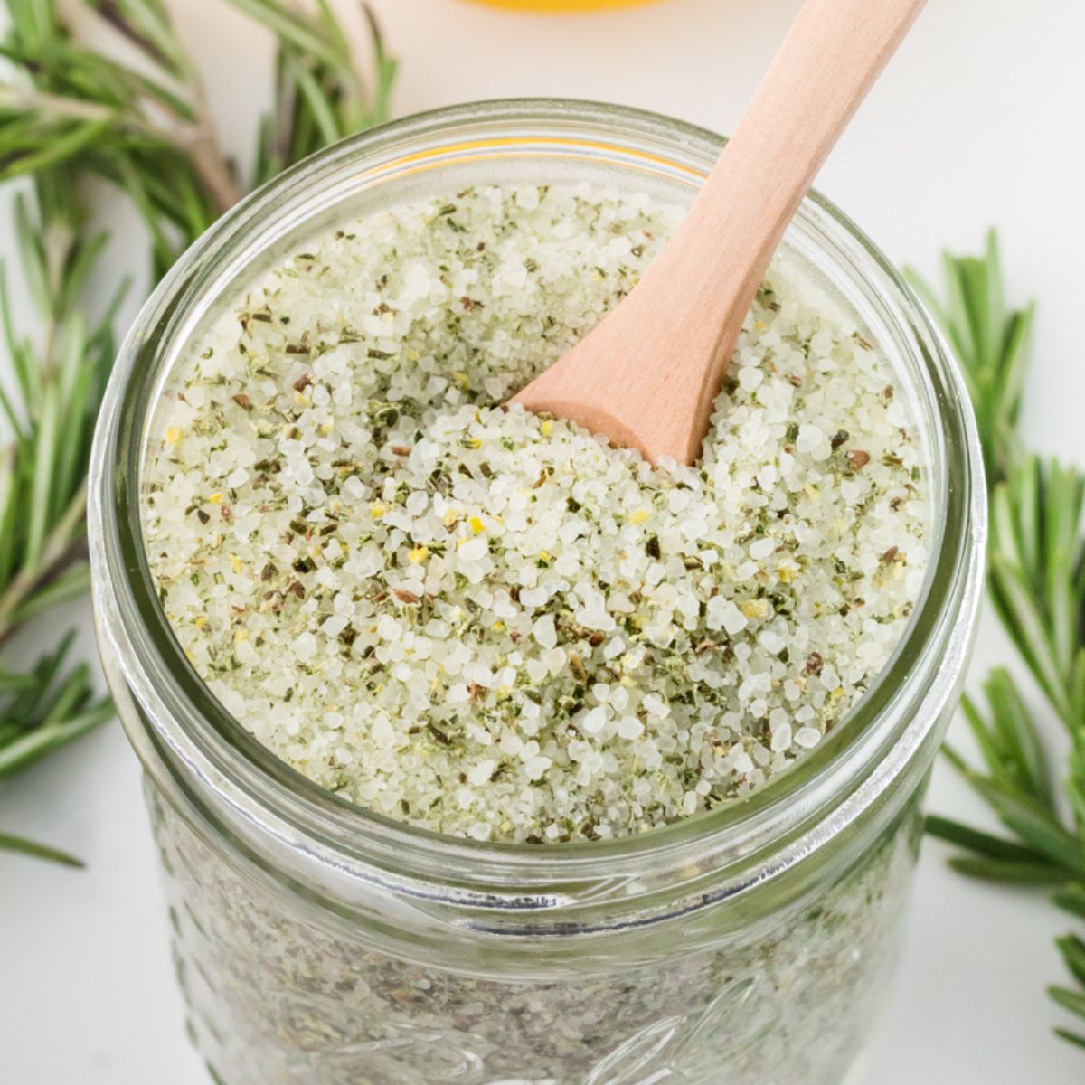 rosemary lemon salt in a glass jar